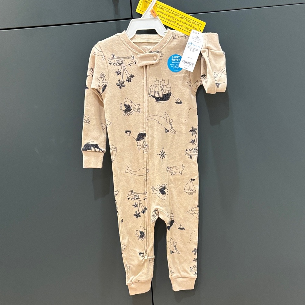 Carter's Beige Nautical Print Footie